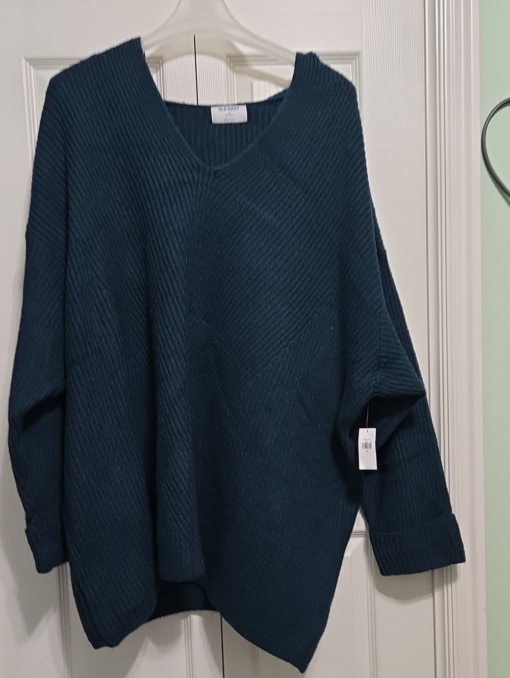 Old Navy Teal Ribbed V-Neck Sweater